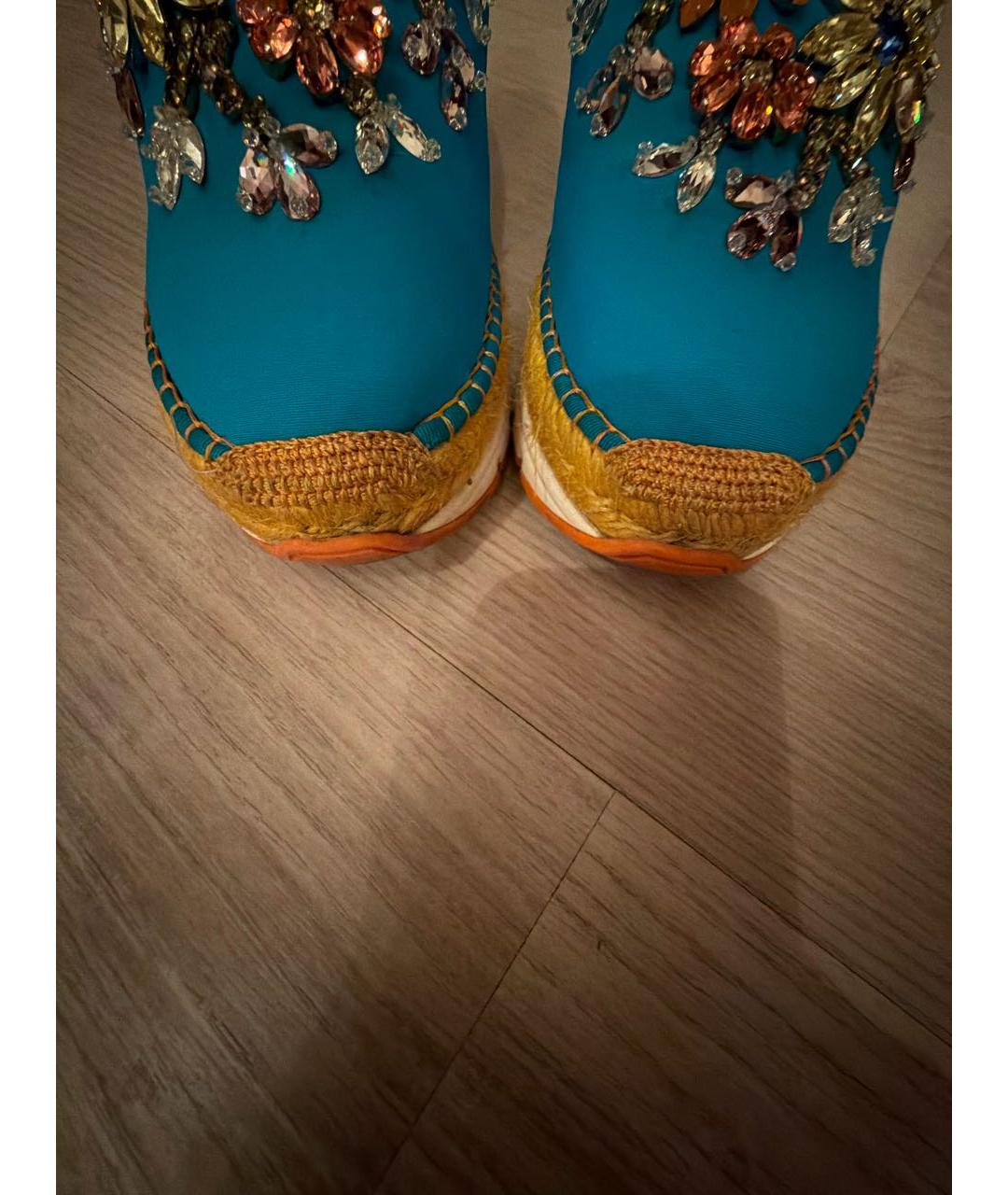 DOLCE&GABBANA Бирюзовые текстильные слипоны, фото 7