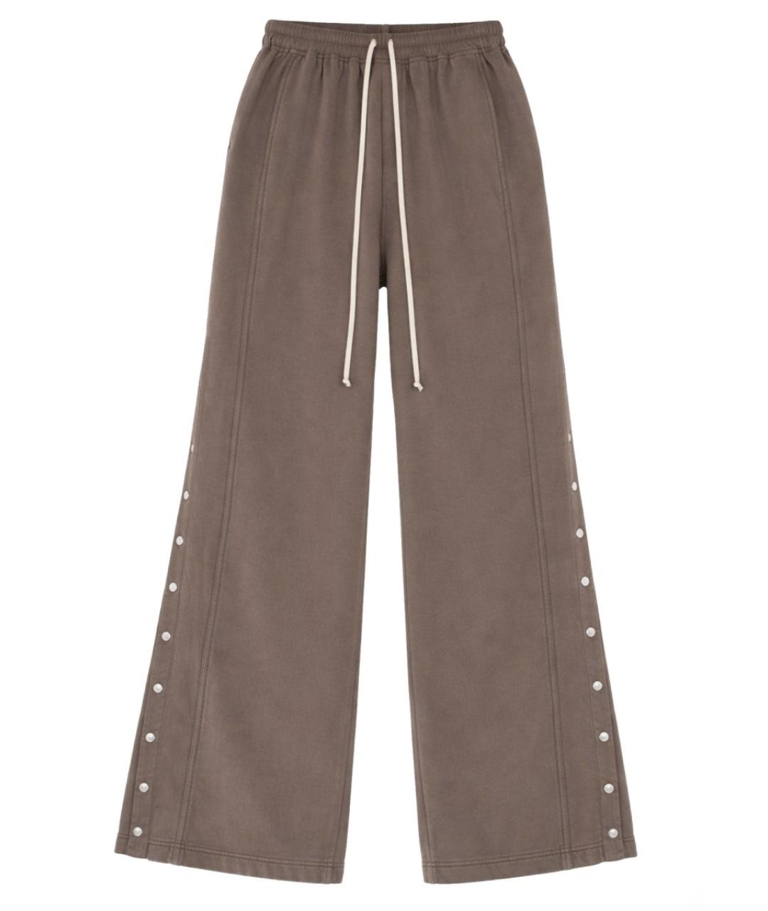 RICK OWENS DRKSHDW Коричневые хлопковые прямые брюки, фото 1