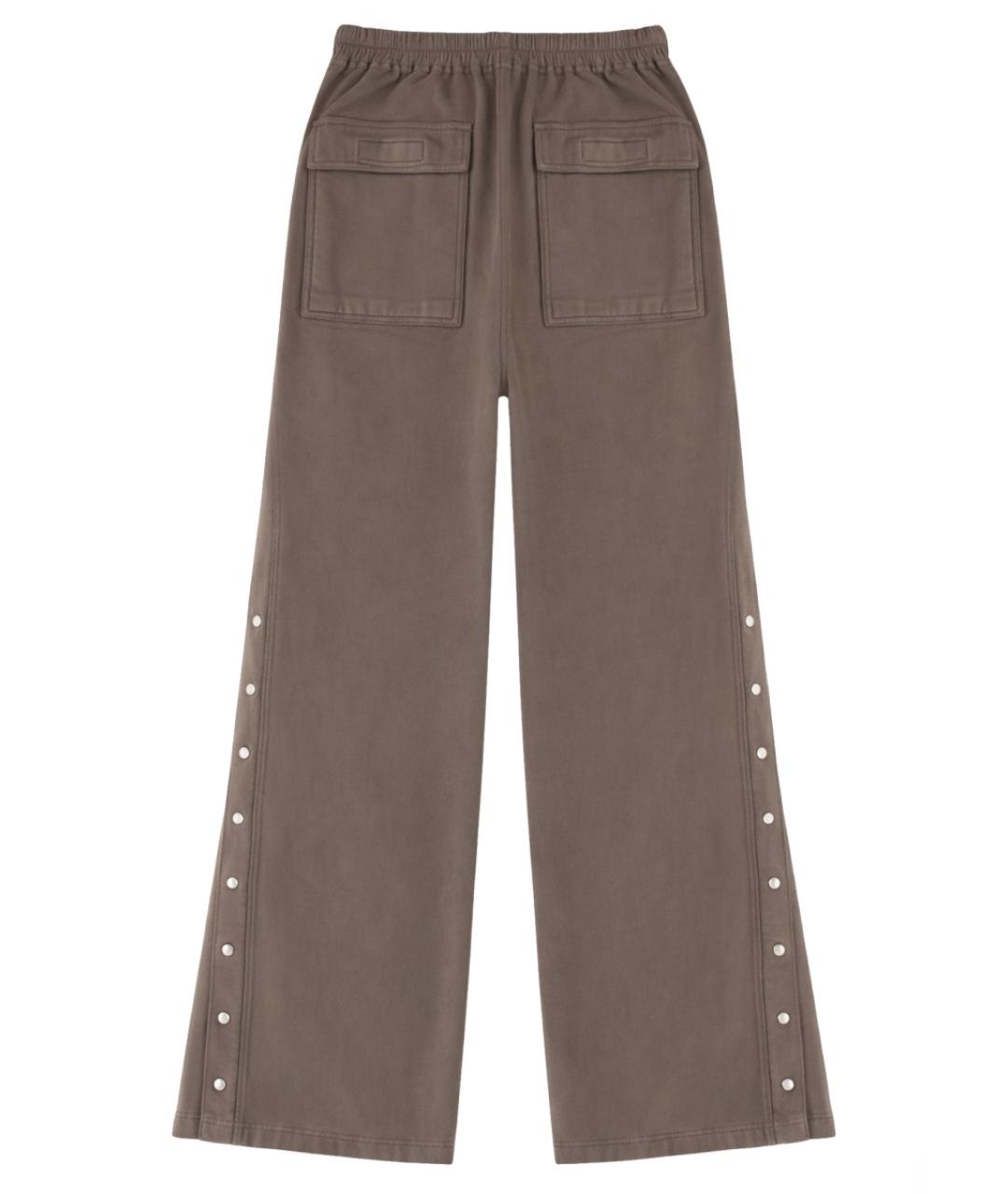 RICK OWENS DRKSHDW Коричневые хлопковые прямые брюки, фото 2