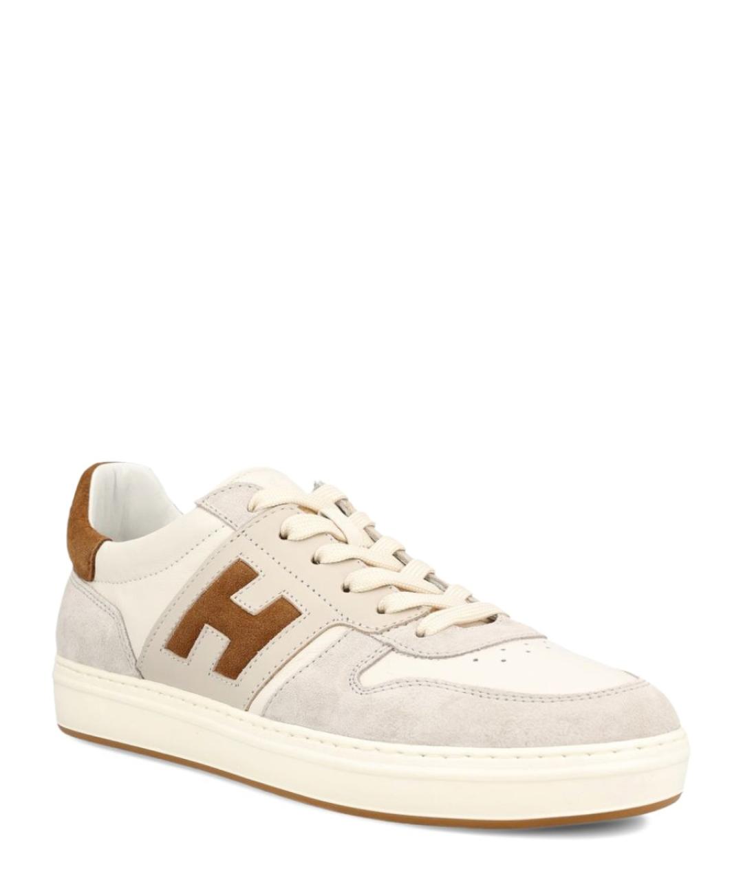 HOGAN Бежевые замшевые низкие кроссовки / кеды, фото 3