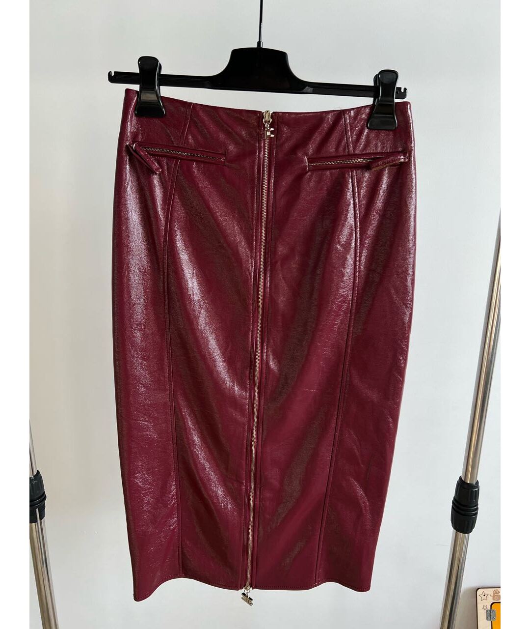 ELISABETTA FRANCHI Бордовая полиэстеровая юбка миди, фото 5