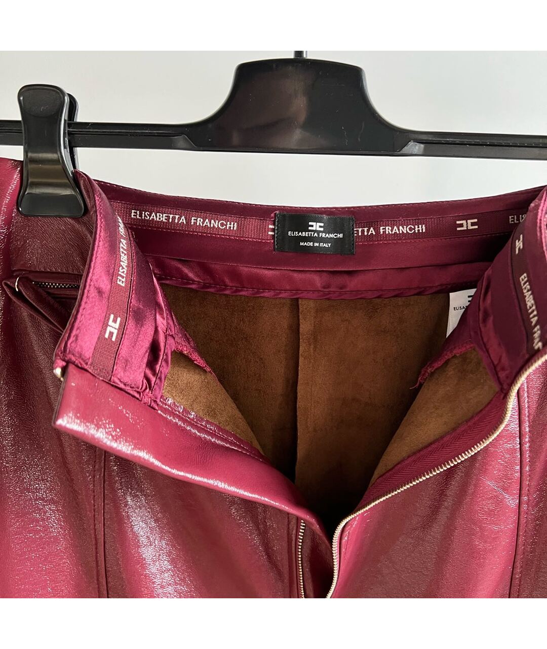 ELISABETTA FRANCHI Бордовая полиэстеровая юбка миди, фото 3