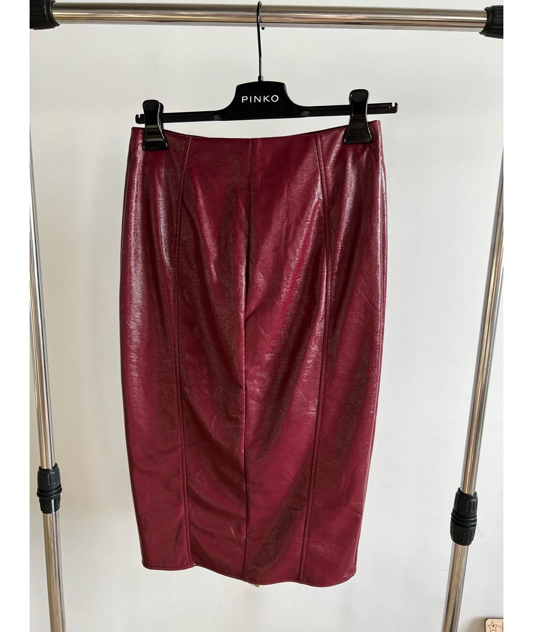 ELISABETTA FRANCHI Бордовая полиэстеровая юбка миди, фото 2