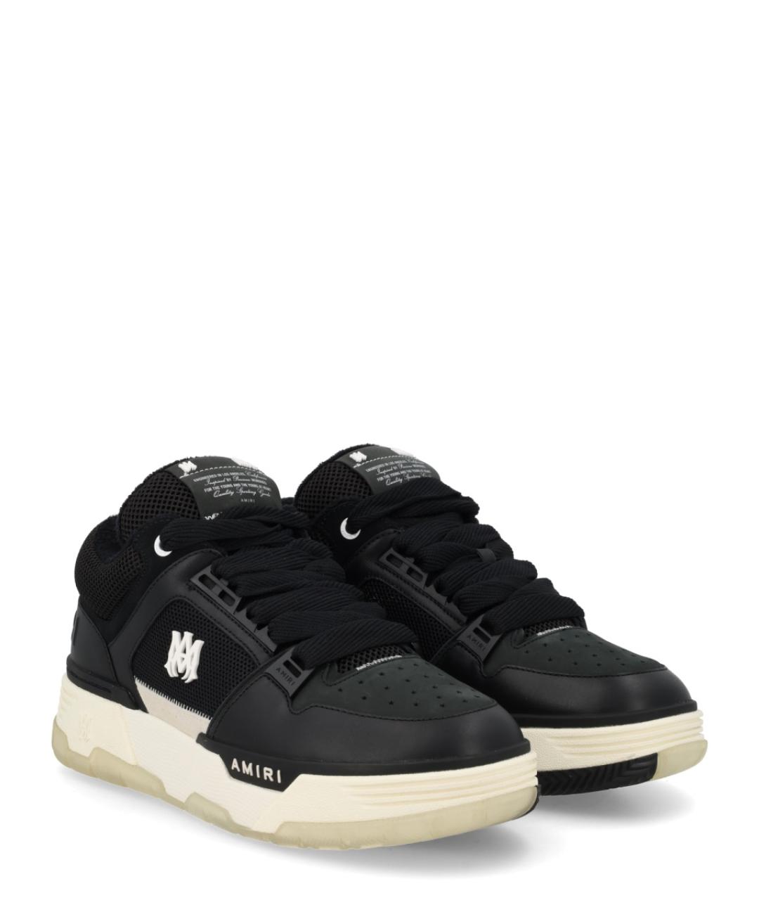 AMIRI Черные кожаные низкие кроссовки / кеды, фото 2