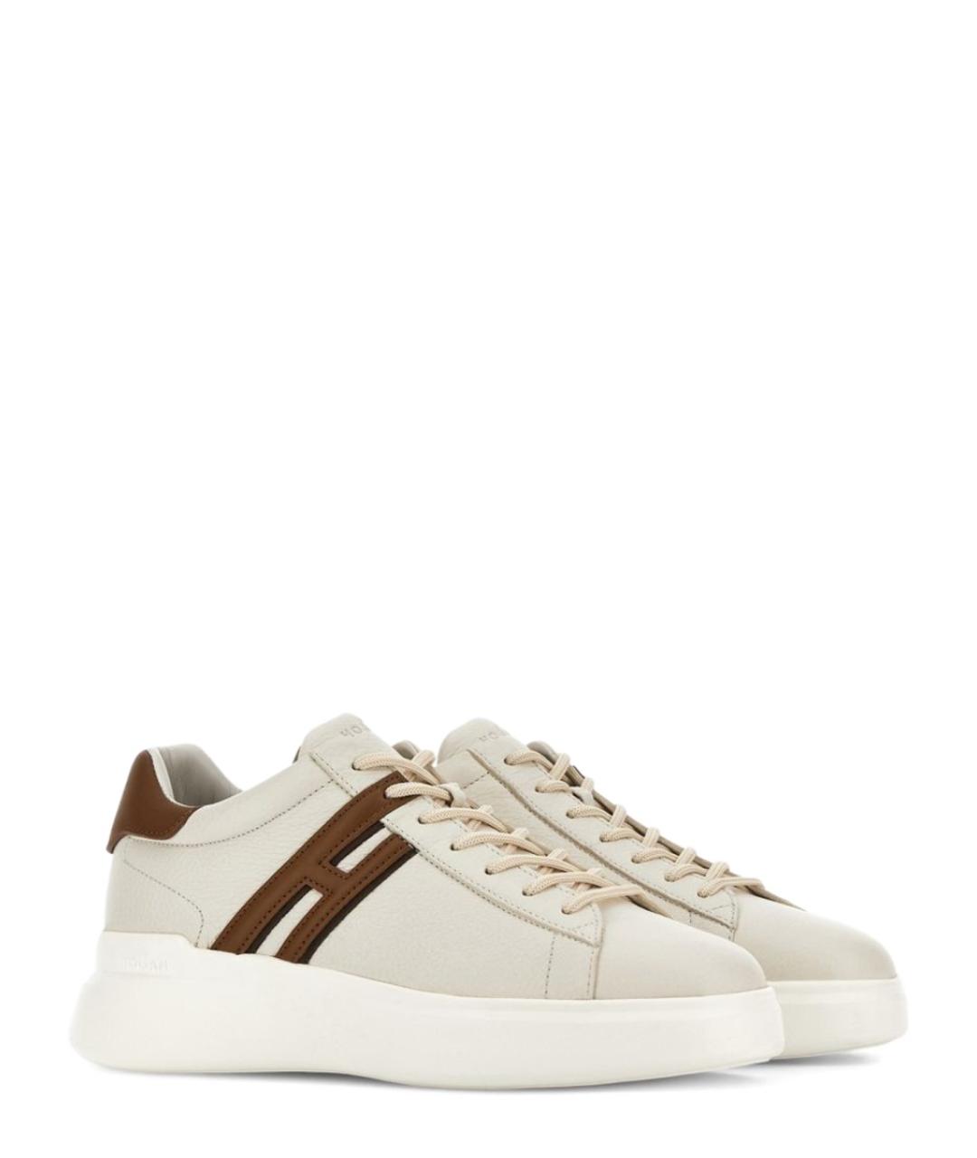 HOGAN Бежевые кожаные низкие кроссовки / кеды, фото 3
