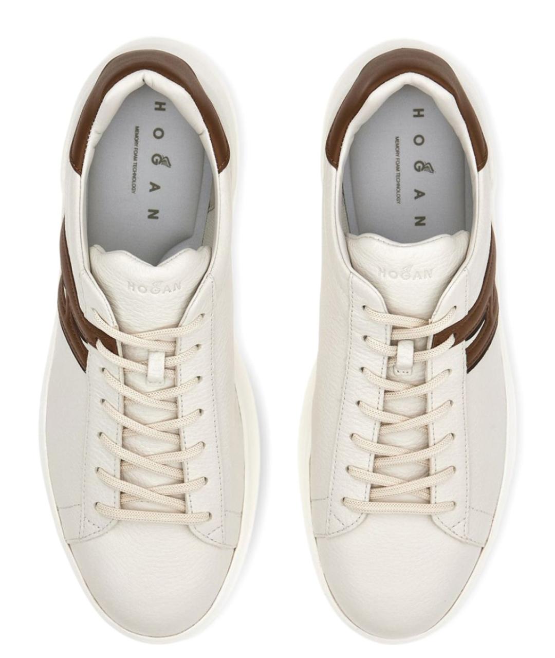HOGAN Бежевые кожаные низкие кроссовки / кеды, фото 2