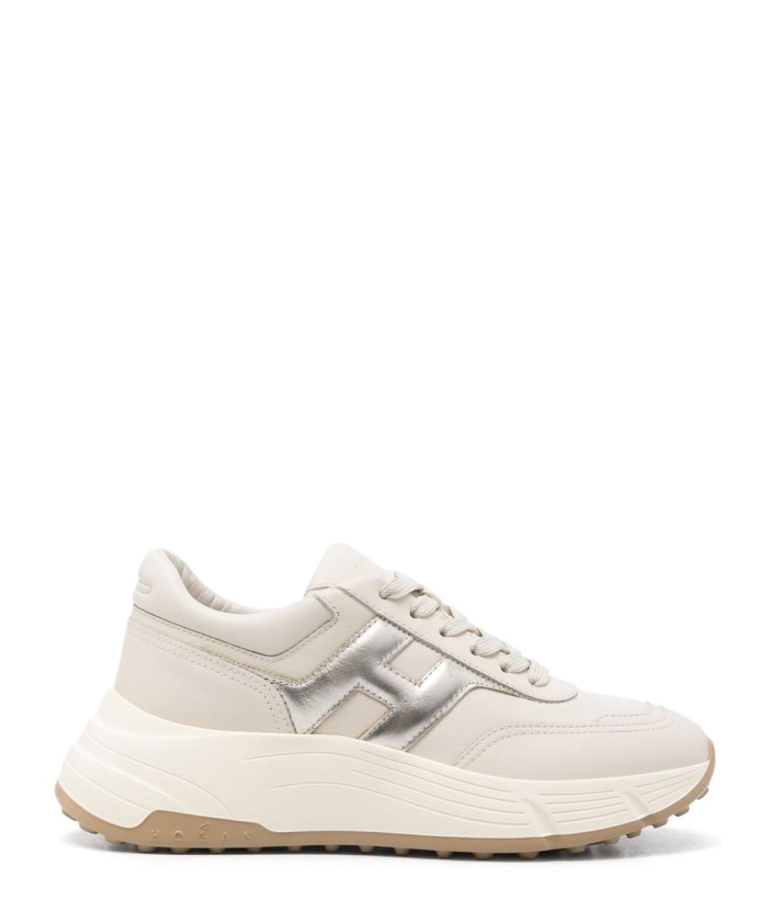 HOGAN Бежевые кожаные кроссовки, фото 1