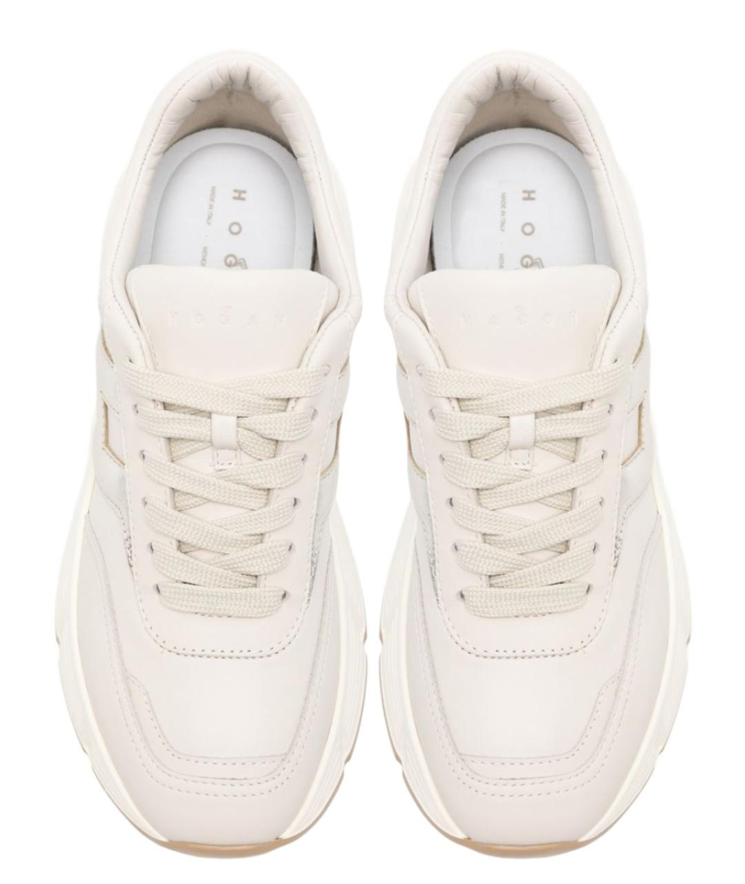 HOGAN Бежевые кожаные кроссовки, фото 2