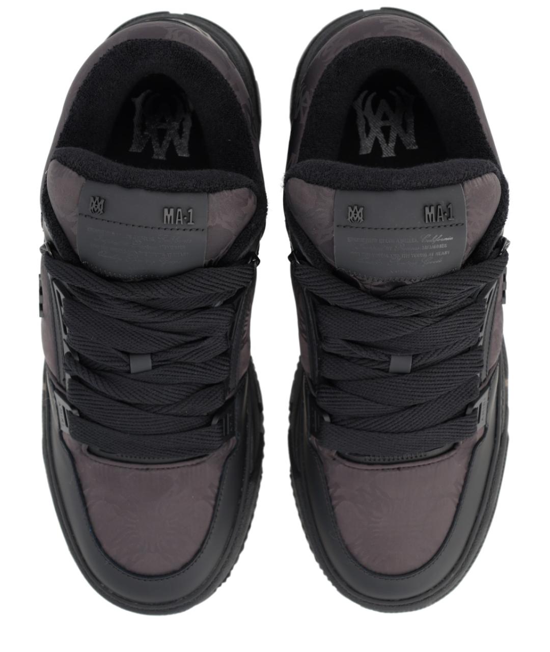 AMIRI Черные кожаные низкие кроссовки / кеды, фото 3