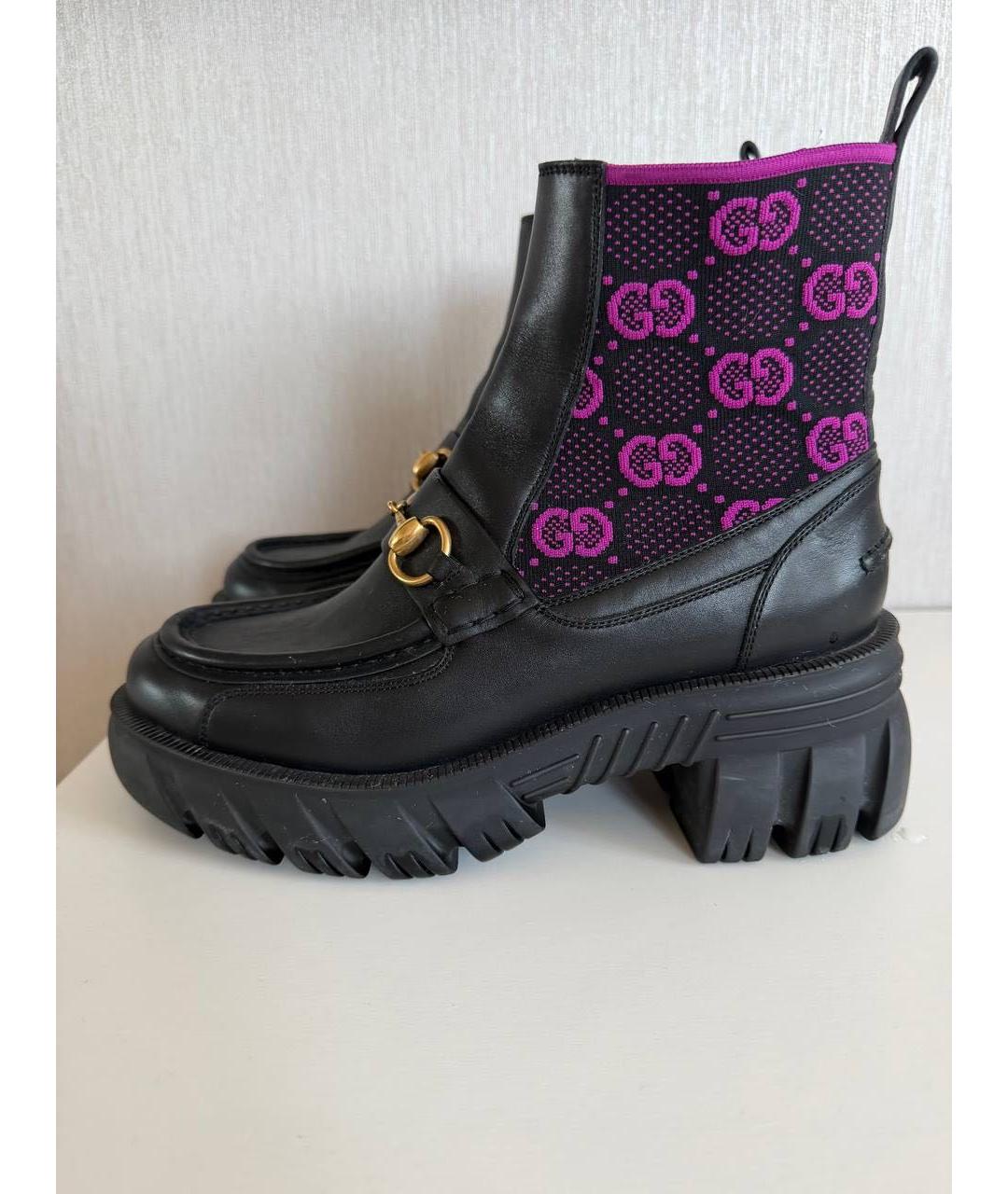 GUCCI Черные кожаные ботинки, фото 2