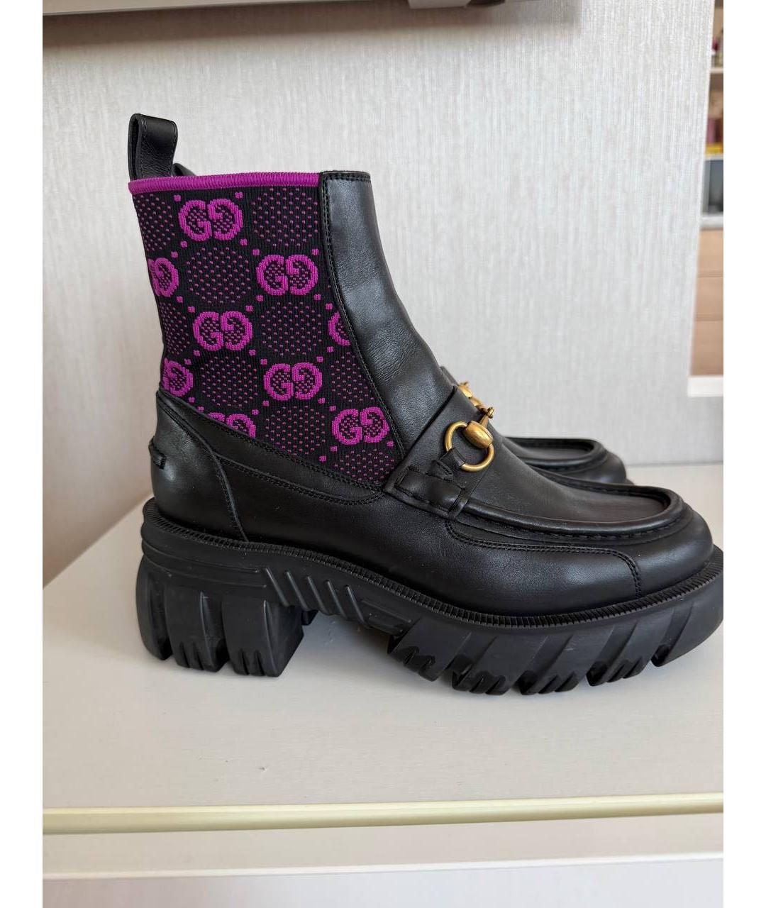 GUCCI Черные кожаные ботинки, фото 5