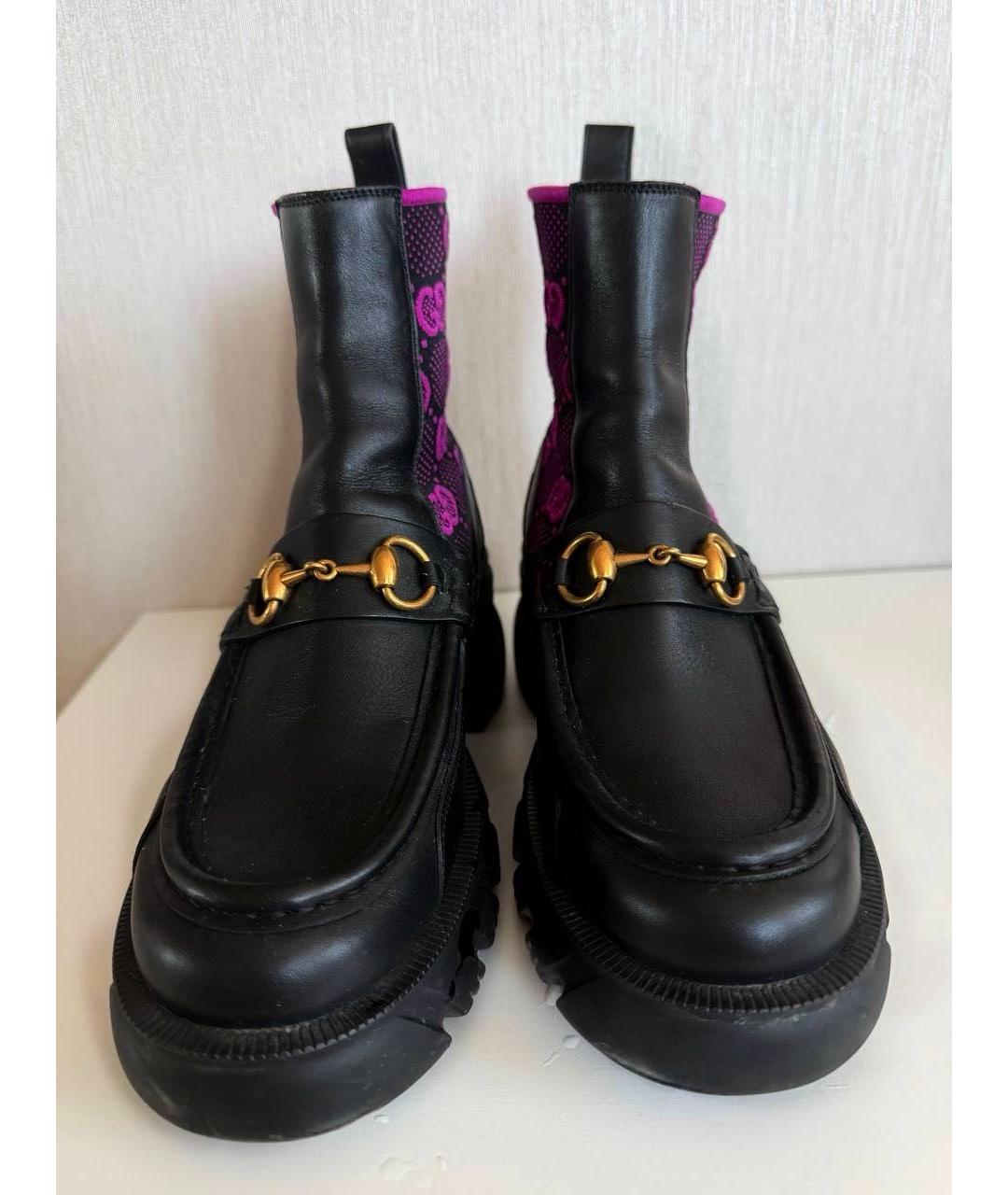 GUCCI Черные кожаные ботинки, фото 3