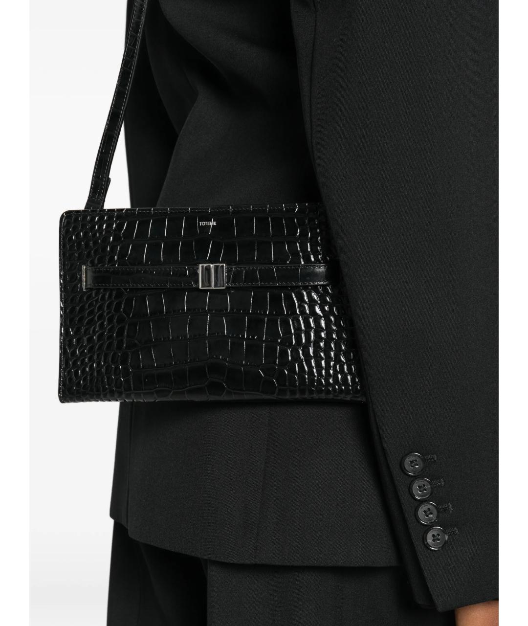 TOTEME Черная кожаная сумка через плечо, фото 3