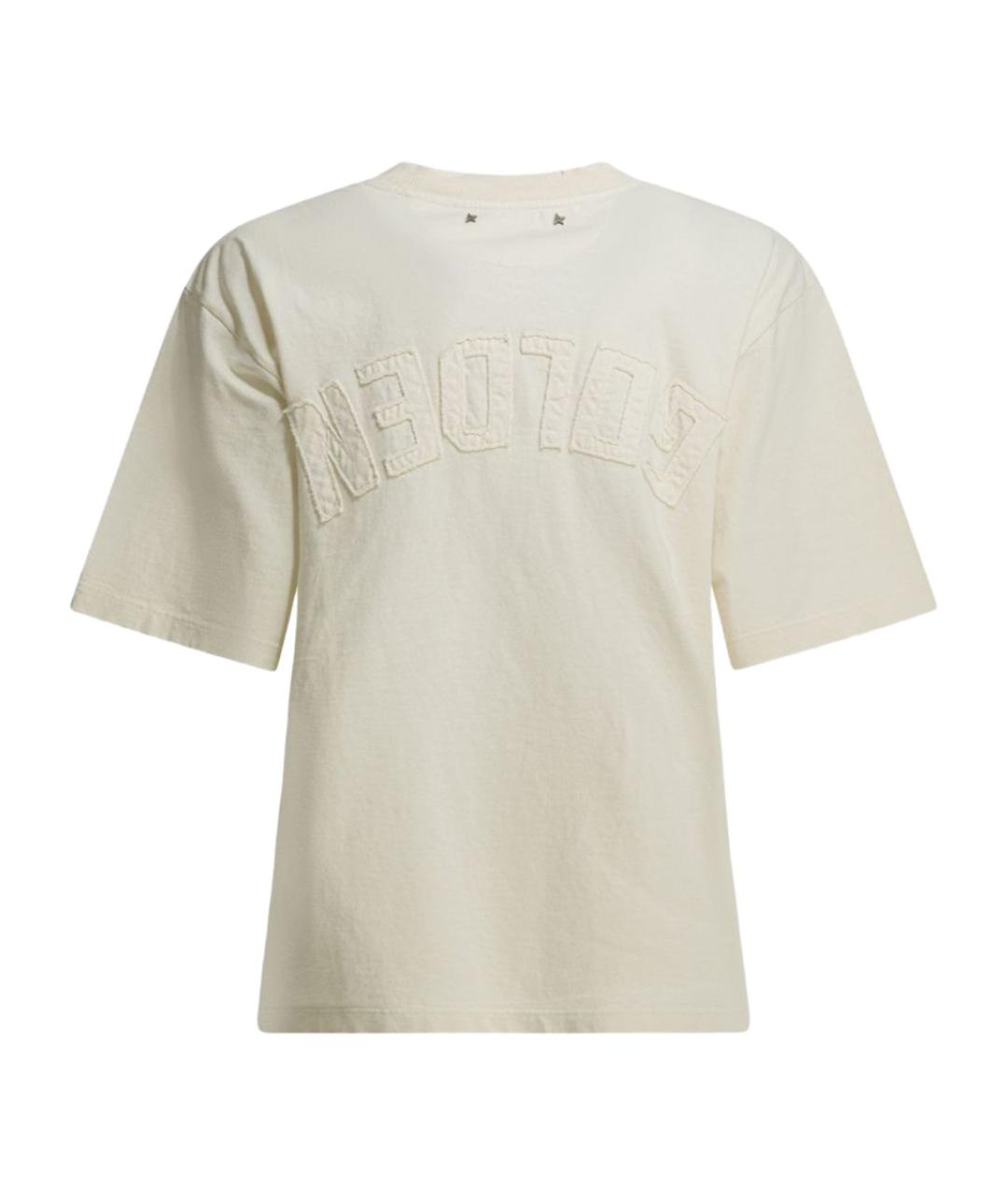 GOLDEN GOOSE DELUXE BRAND Бежевая хлопковая футболка, фото 2