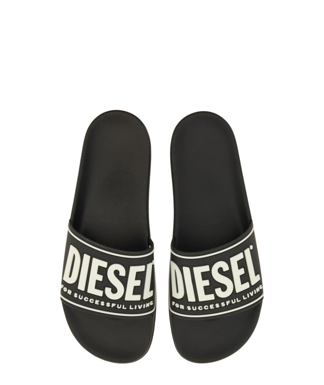 DIESEL Черные резиновые шлепанцы, фото 6