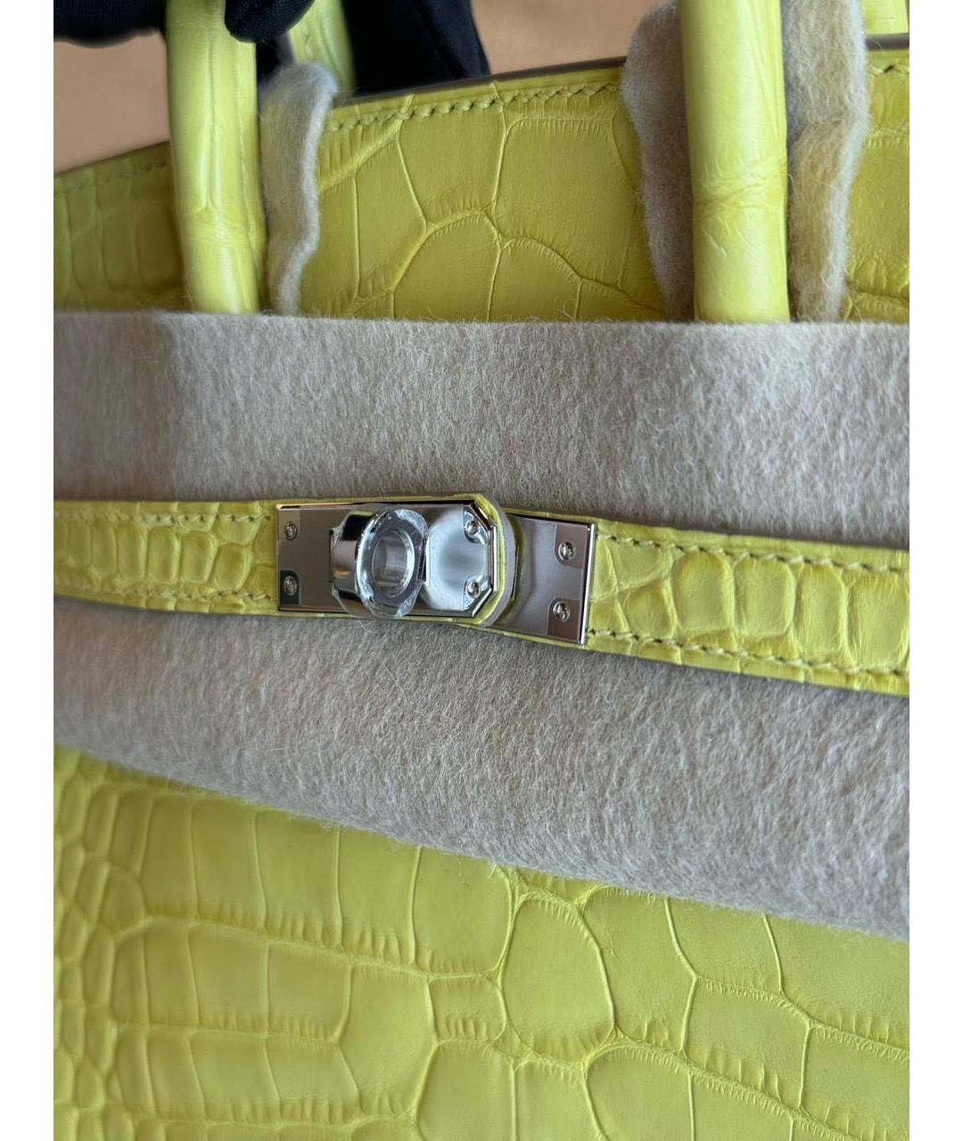 HERMES Желтая сумка с короткими ручками из экзотической кожи, фото 3