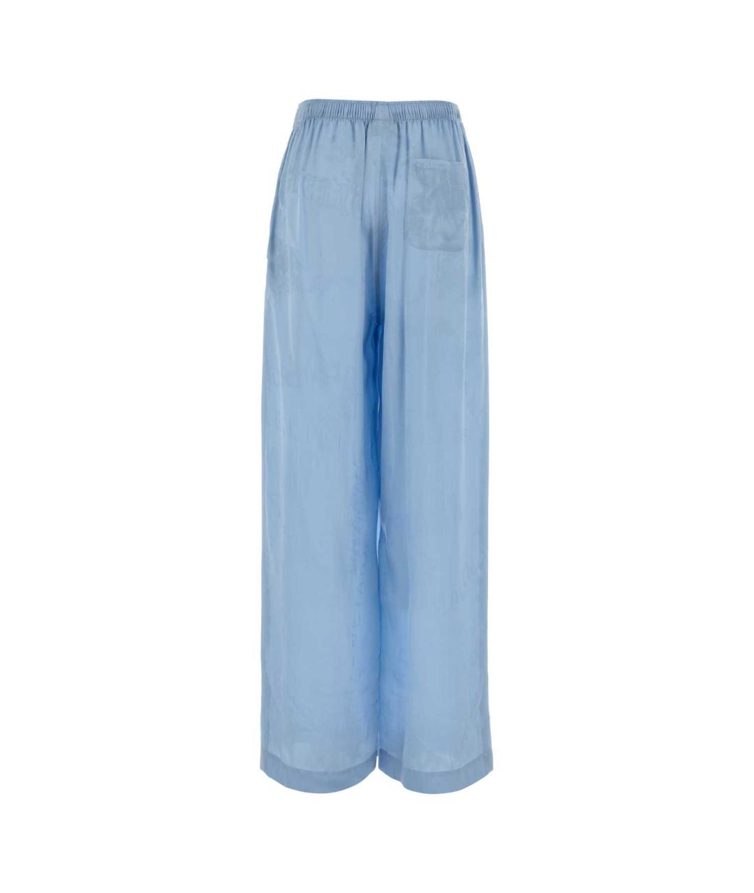 BALENCIAGA Голубые полиэстеровые прямые брюки, фото 2