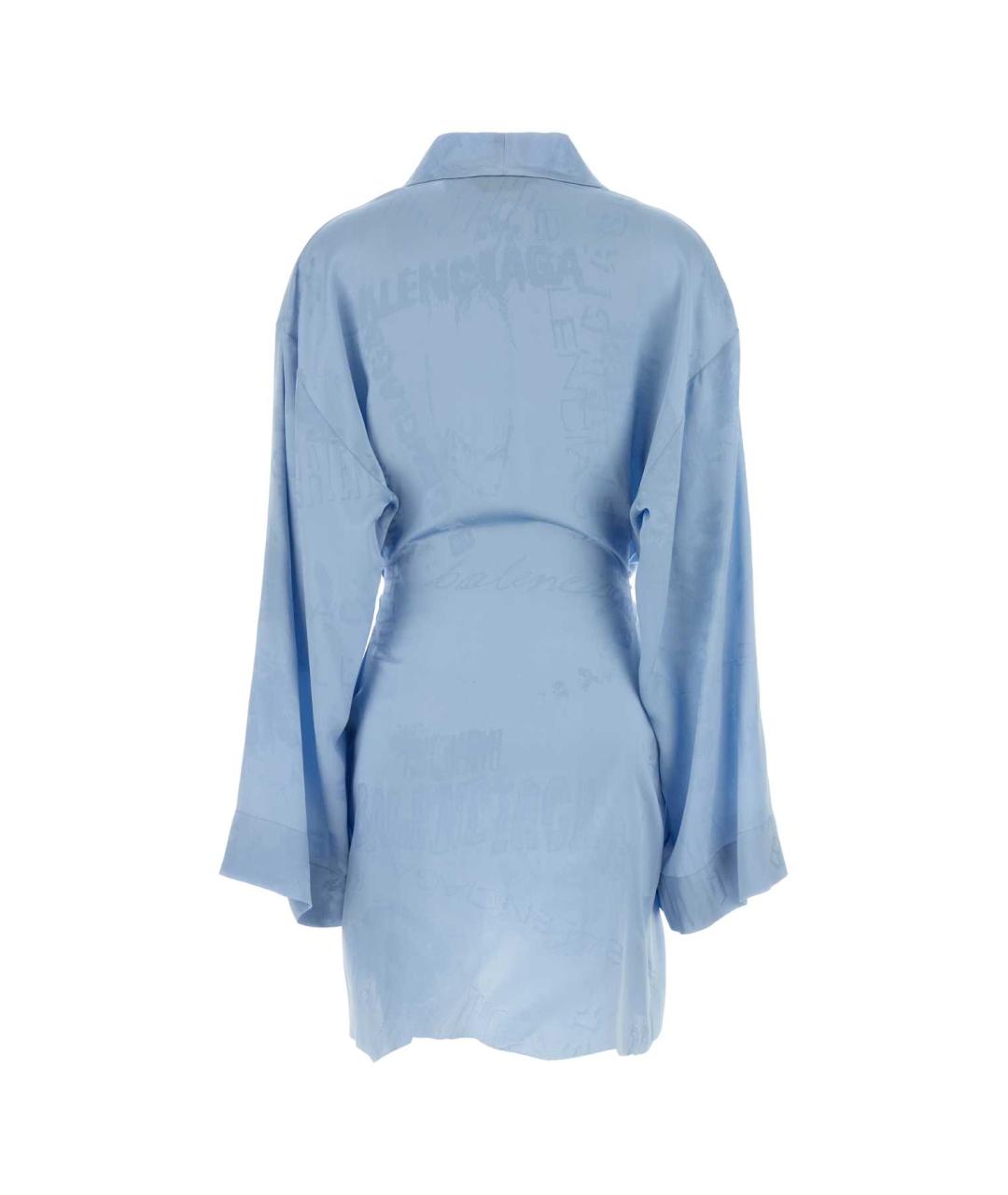 BALENCIAGA Голубое шелковое повседневное платье, фото 2