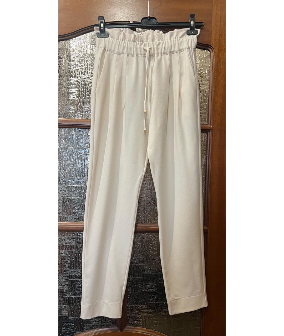 WEEKEND MAX MARA Бежевые шерстяные прямые брюки, фото 5