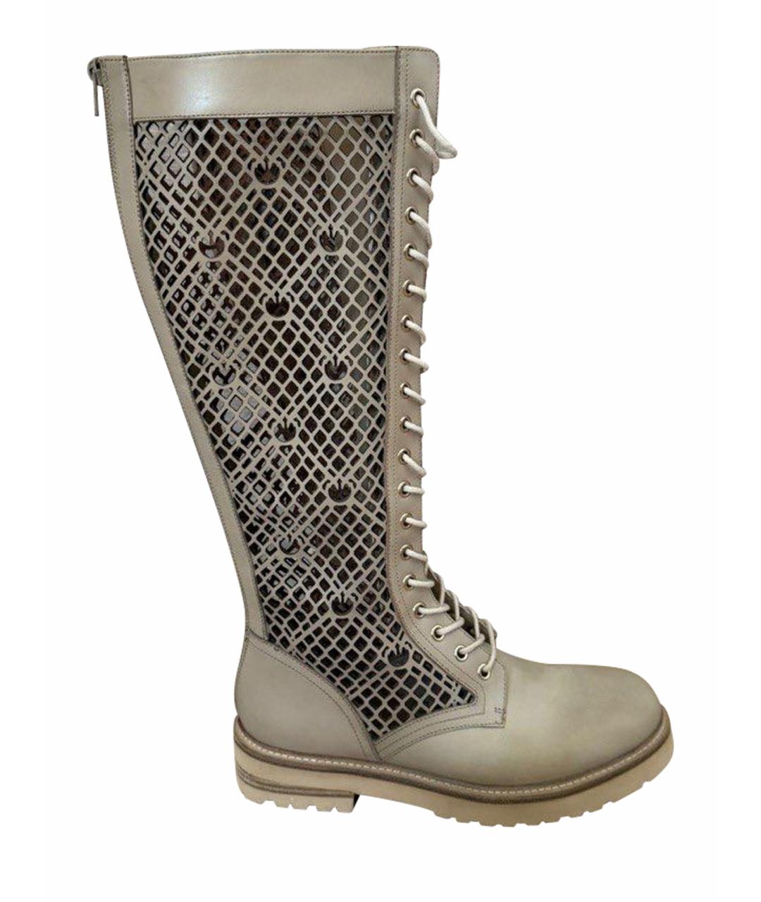 PINKO Бежевые кожаные сапоги, фото 1