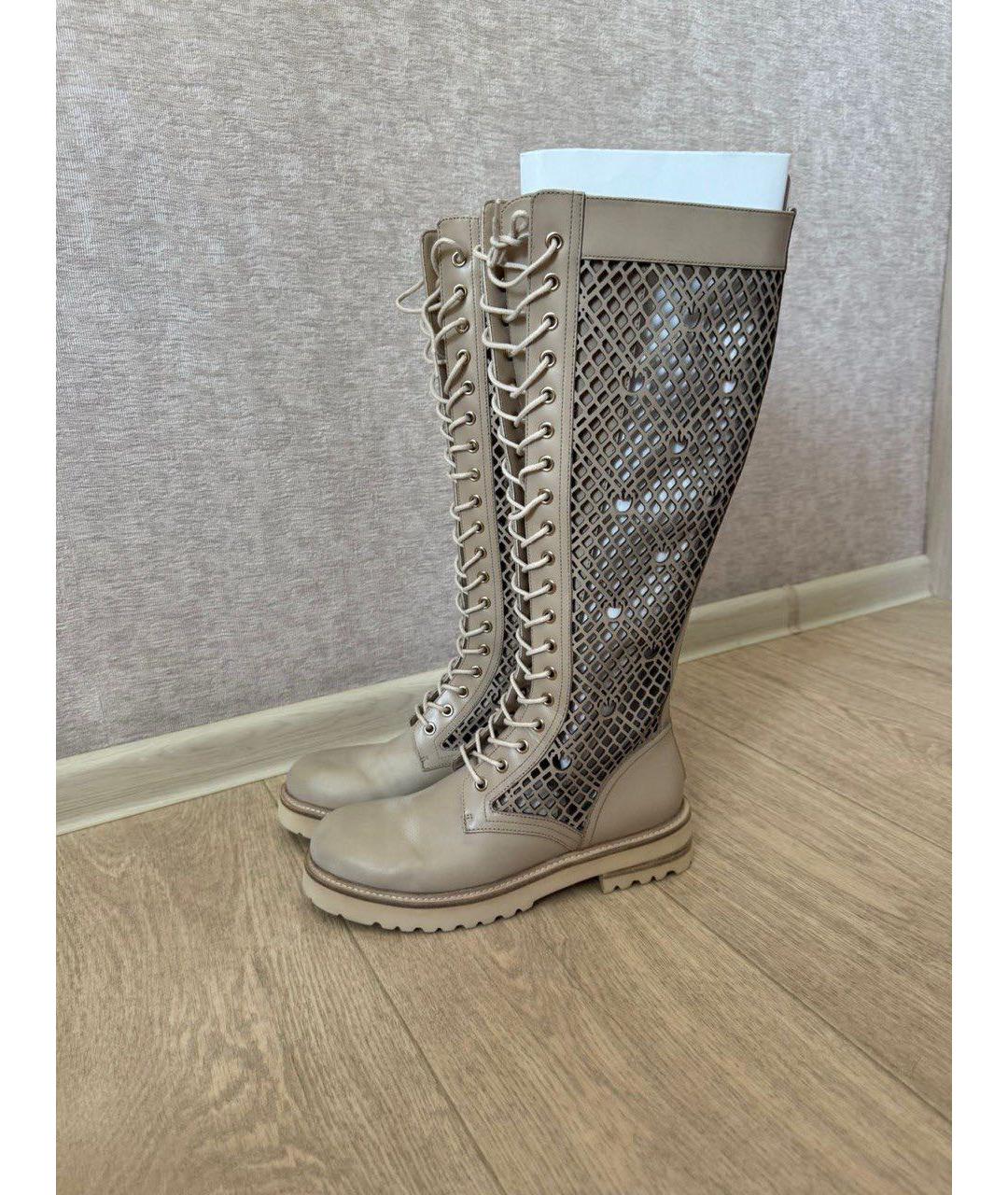 PINKO Бежевые кожаные сапоги, фото 3