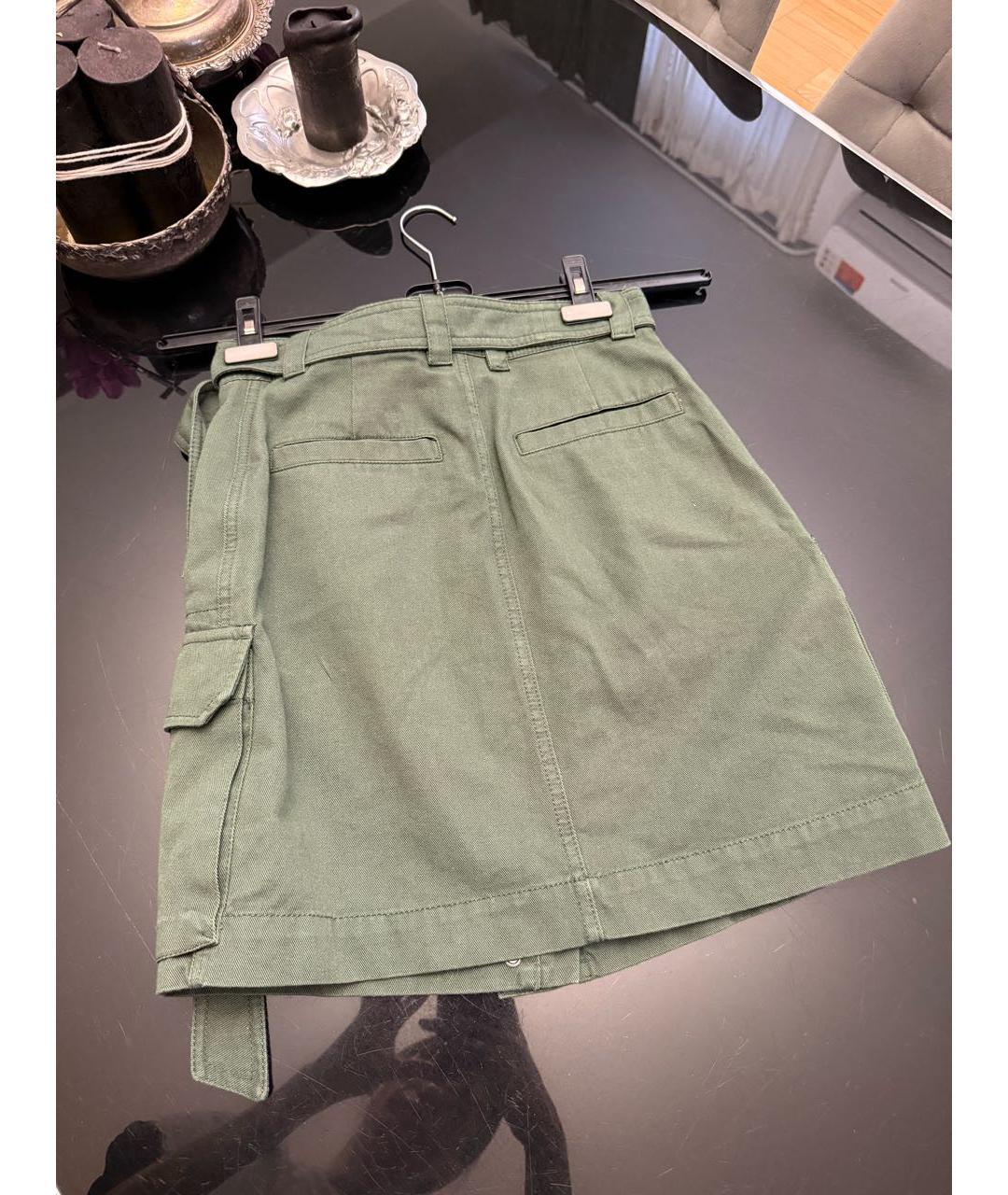 WEEKEND MAX MARA Зеленая хлопковая юбка мини, фото 2