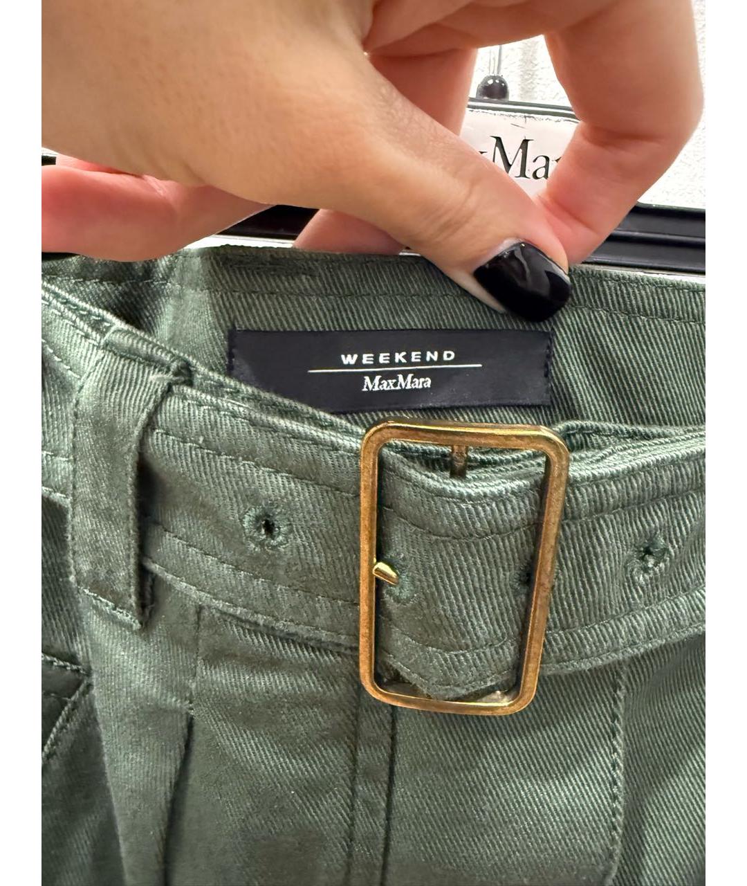 WEEKEND MAX MARA Зеленая хлопковая юбка мини, фото 3