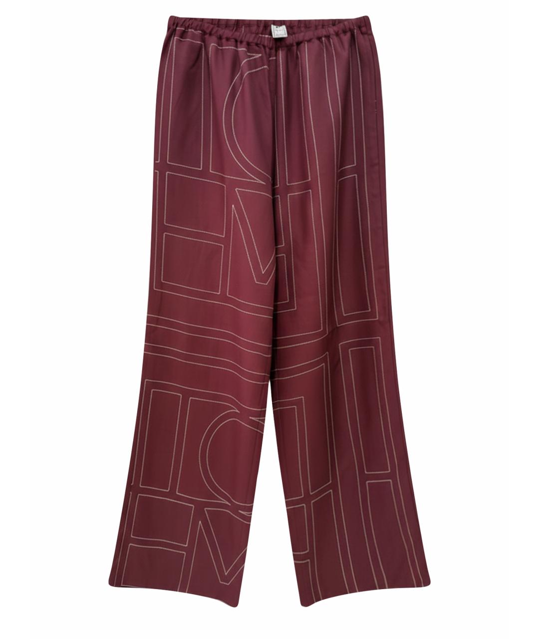 TOTEME Бордовые шелковые брюки широкие, фото 1