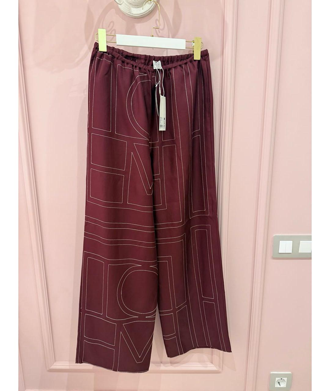 TOTEME Бордовые шелковые брюки широкие, фото 4