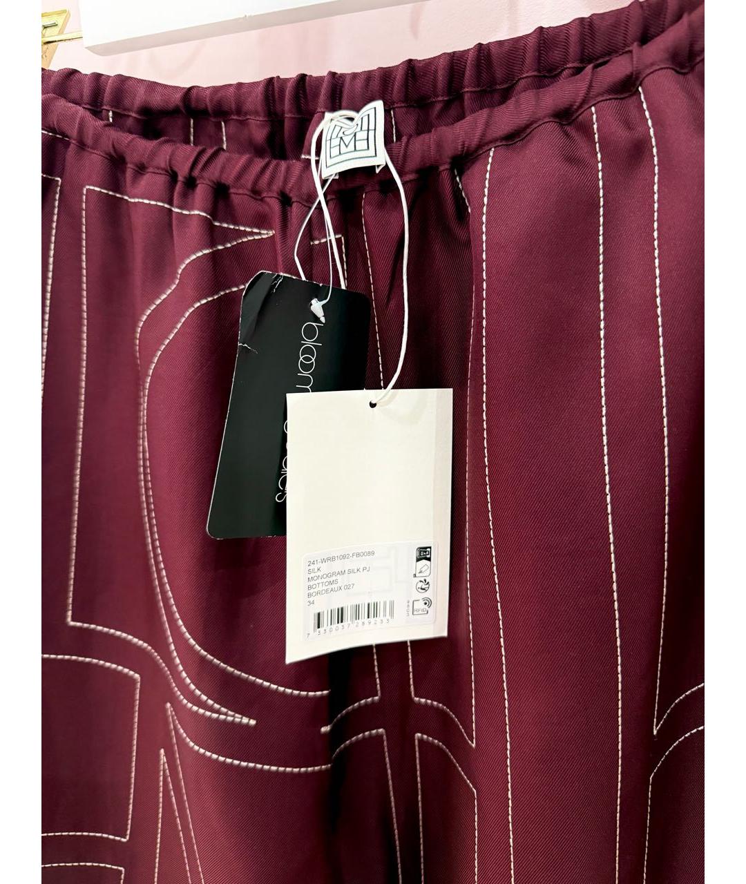 TOTEME Бордовые шелковые брюки широкие, фото 3