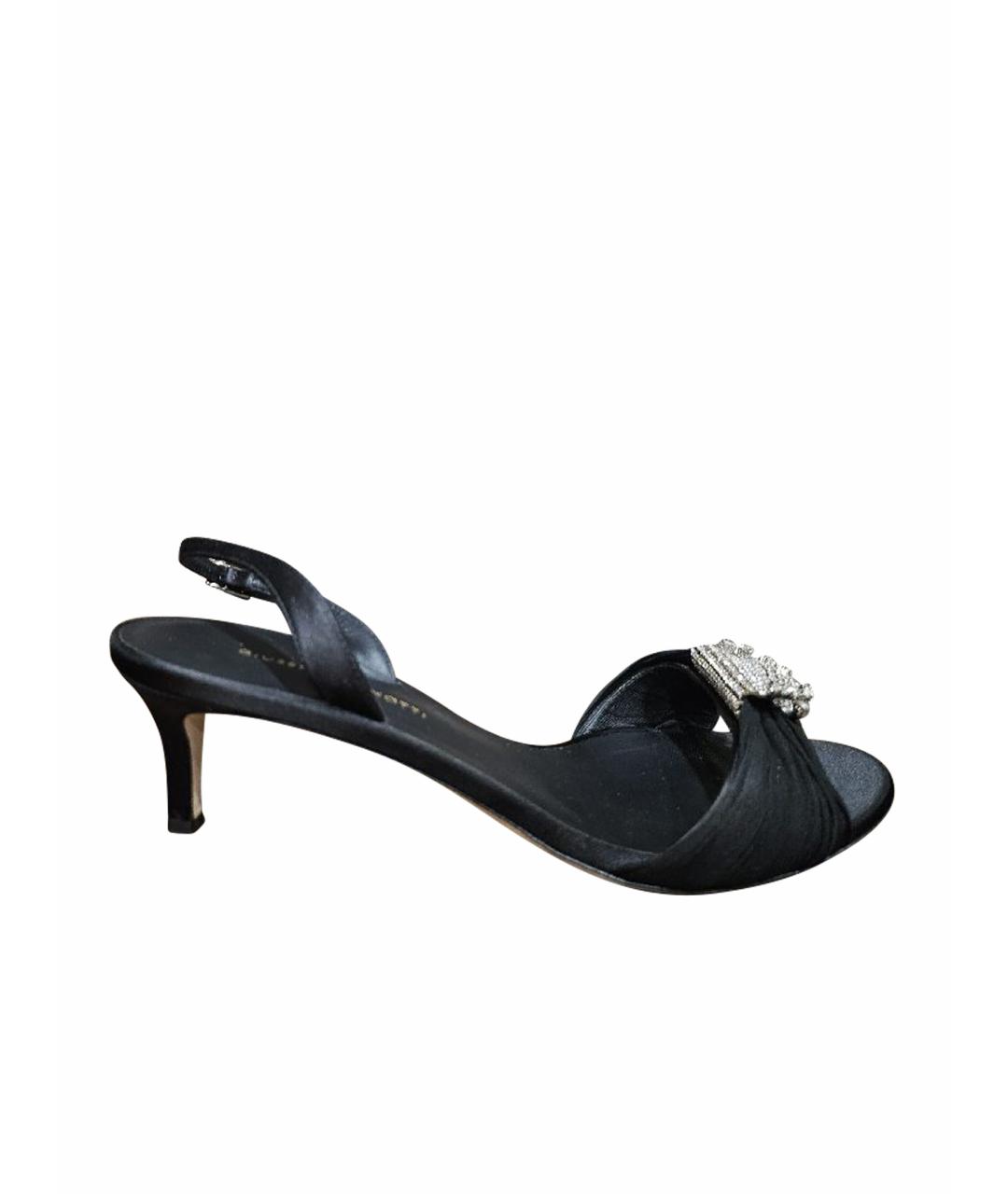 GIUSEPPE ZANOTTI DESIGN Черные текстильные босоножки, фото 1