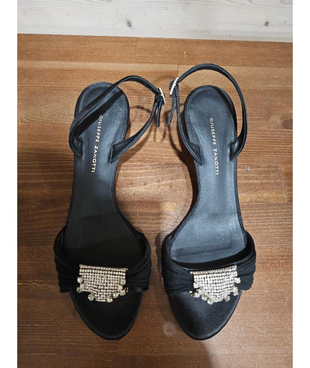 GIUSEPPE ZANOTTI DESIGN Черные текстильные босоножки, фото 2