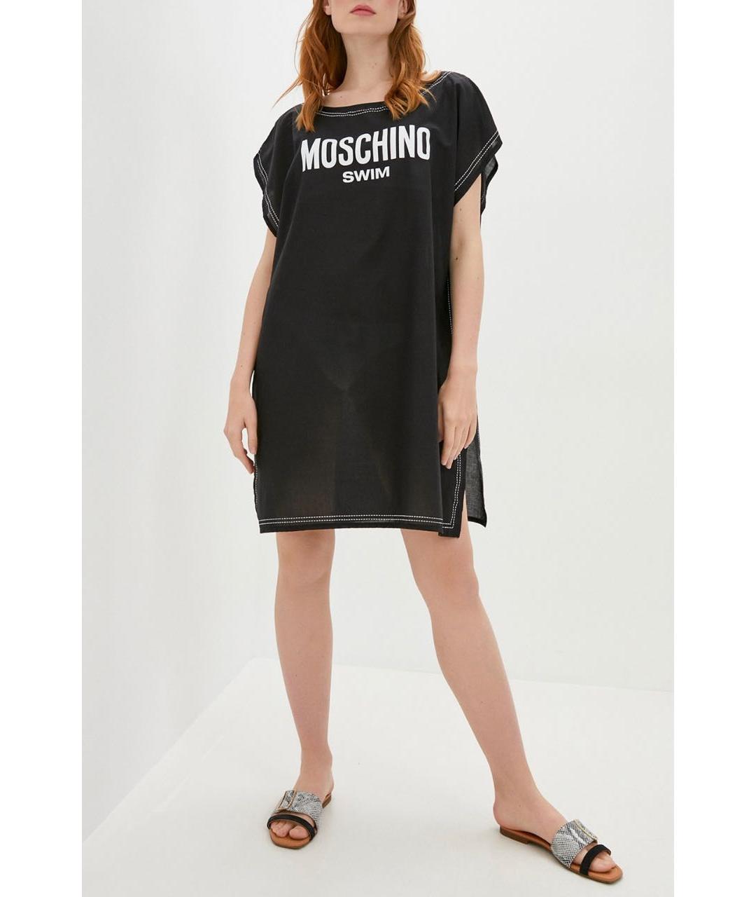 LOVE MOSCHINO Черная хлопковая туника, фото 7