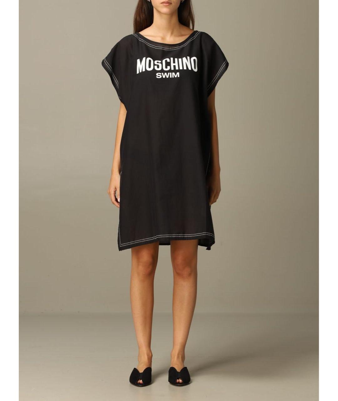 LOVE MOSCHINO Черная хлопковая туника, фото 8