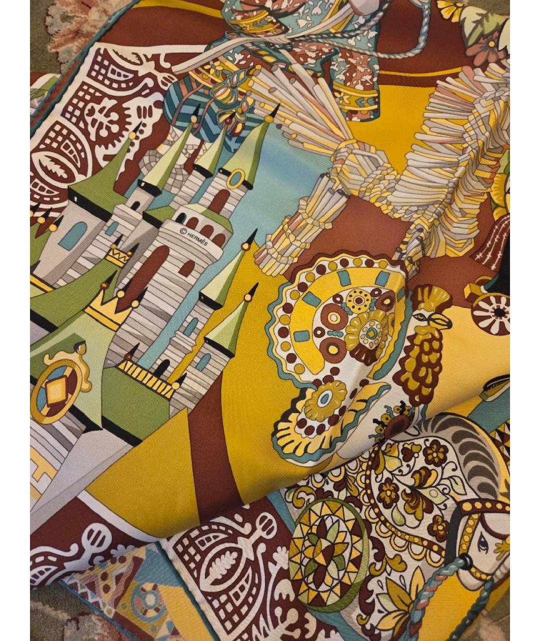 HERMES Мульти шелковый платок, фото 4