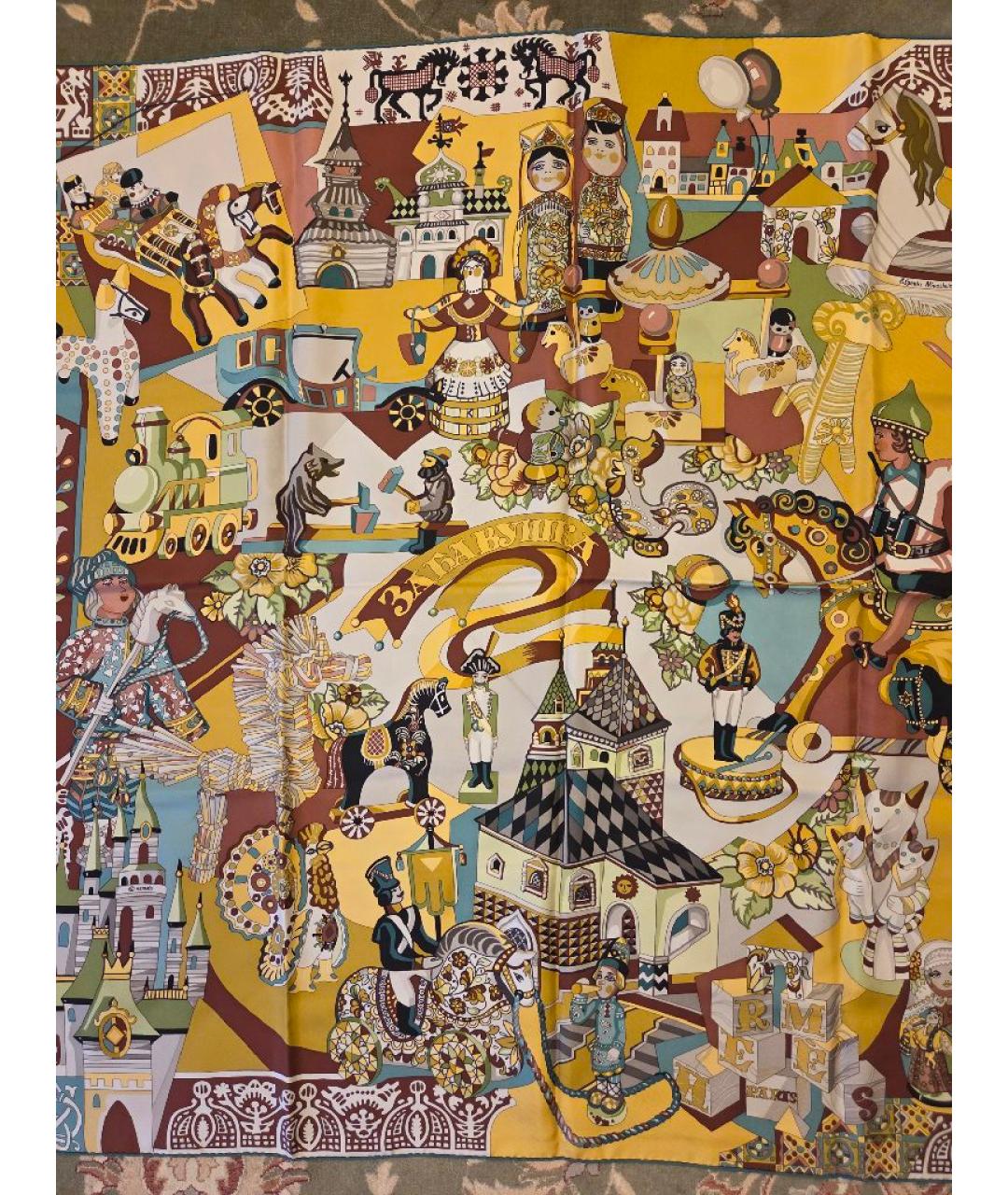 HERMES Мульти шелковый платок, фото 5