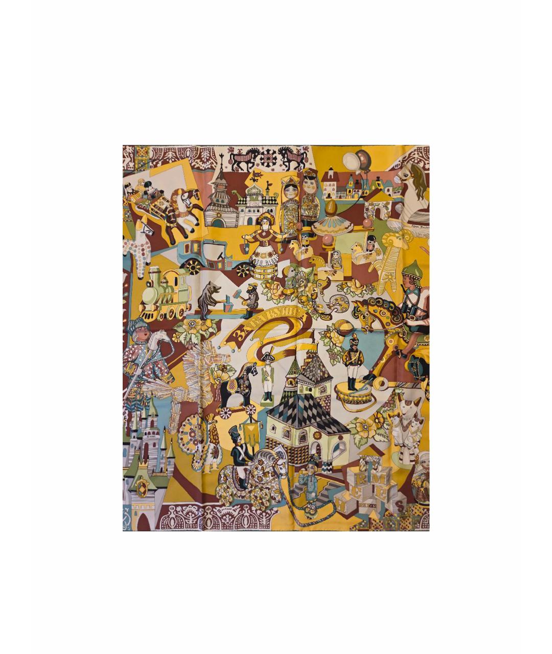 HERMES Мульти шелковый платок, фото 1