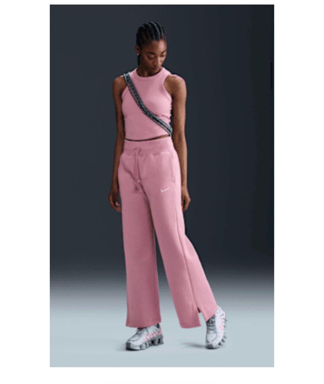 NIKE Розовый хлопковый костюм с брюками, фото 6