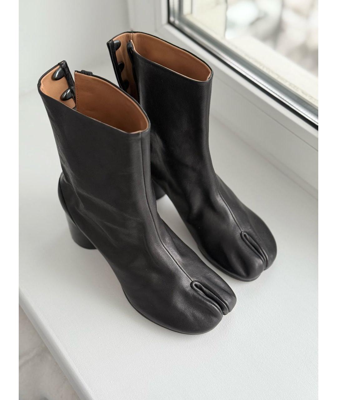 MAISON MARGIELA Черные кожаные полусапоги, фото 3