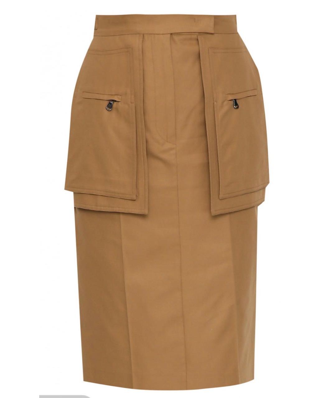 MAX MARA Горчичная хлопковая юбка миди, фото 6