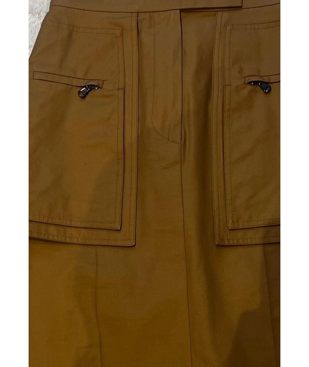 MAX MARA Горчичная хлопковая юбка миди, фото 5