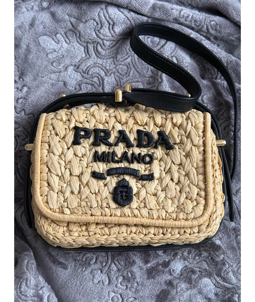 PRADA Бежевая пелетеная сумка через плечо, фото 4