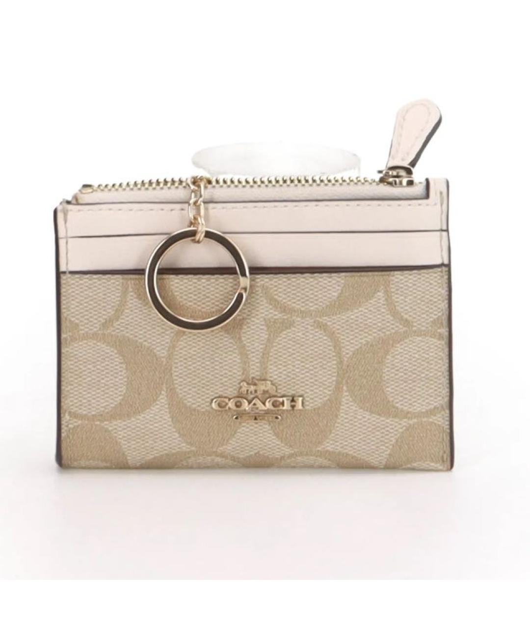 COACH Бежевый кожаный кардхолдер, фото 8