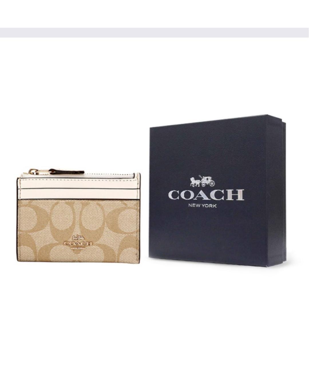 COACH Бежевый кожаный кардхолдер, фото 2