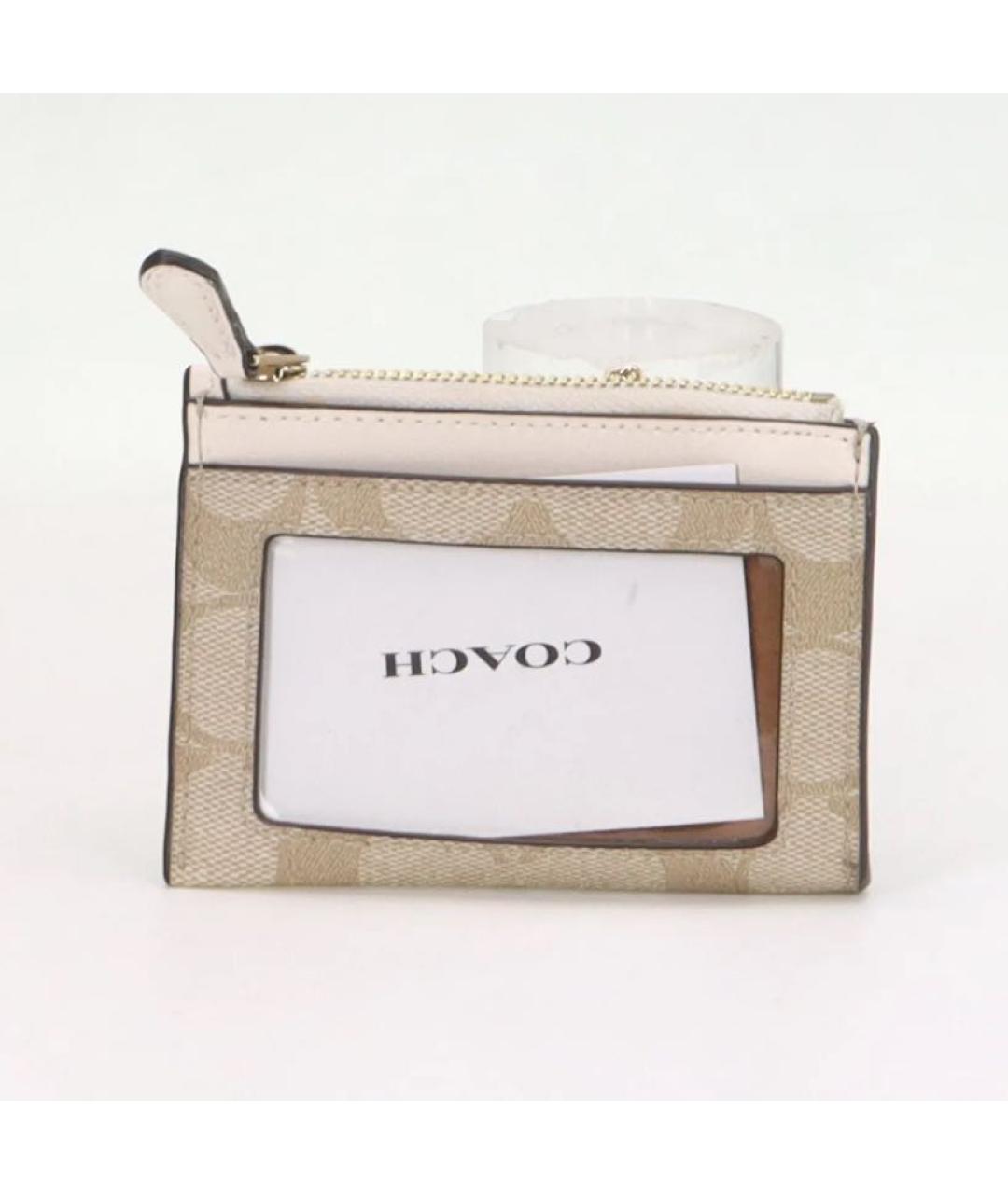 COACH Бежевый кожаный кардхолдер, фото 7