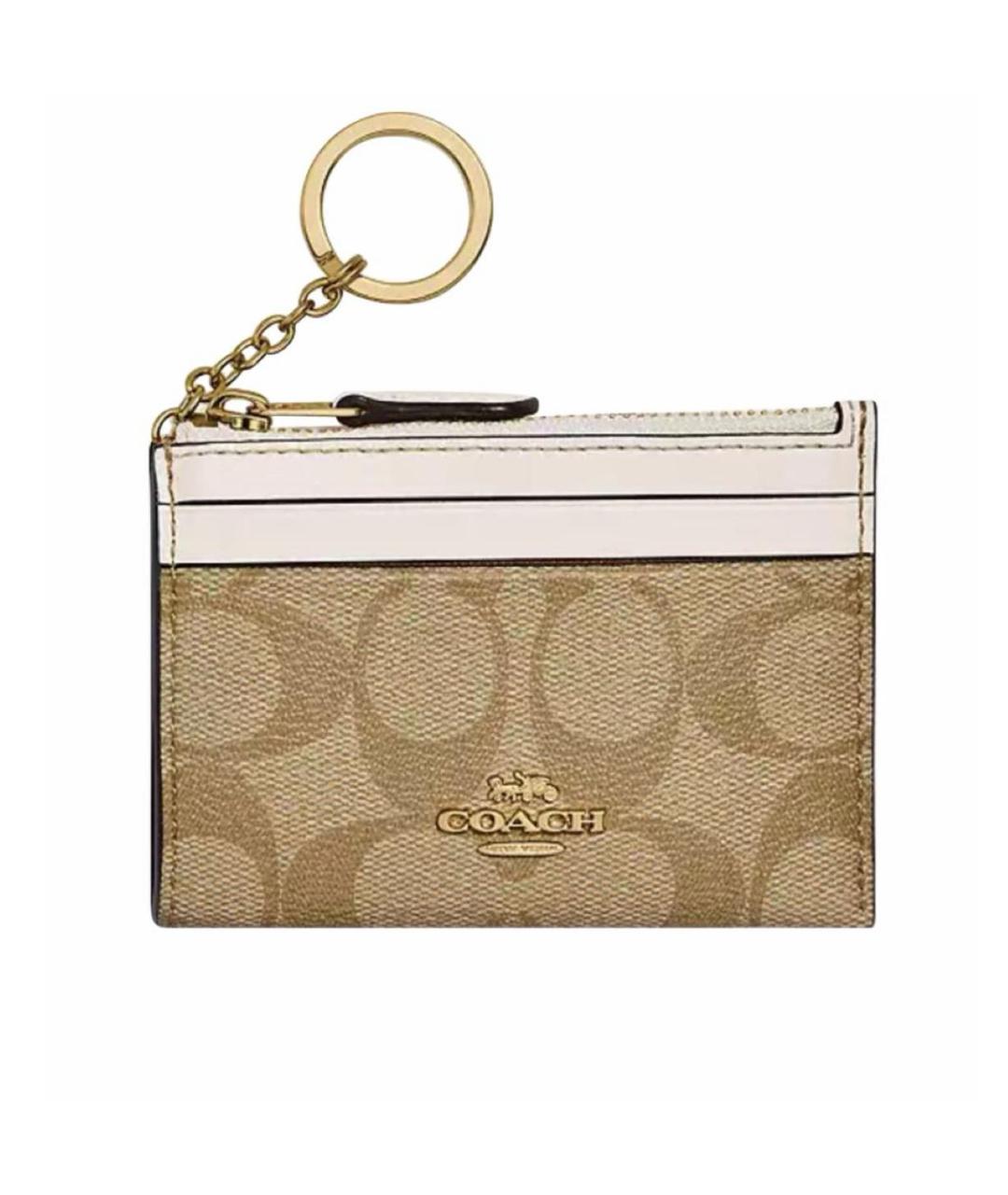COACH Бежевый кожаный кардхолдер, фото 1