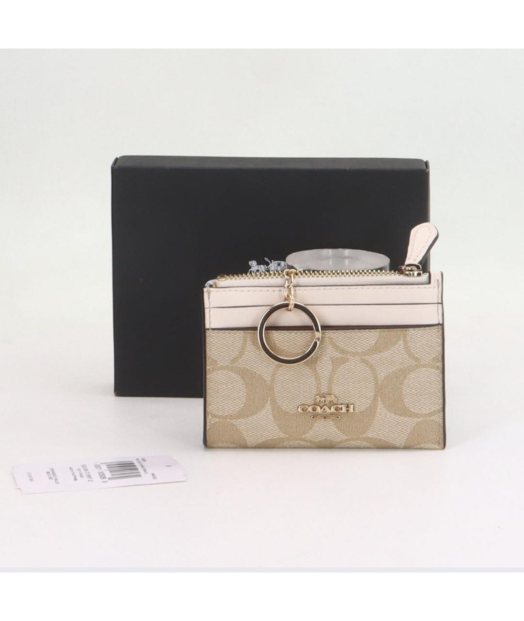 COACH Бежевый кожаный кардхолдер, фото 4