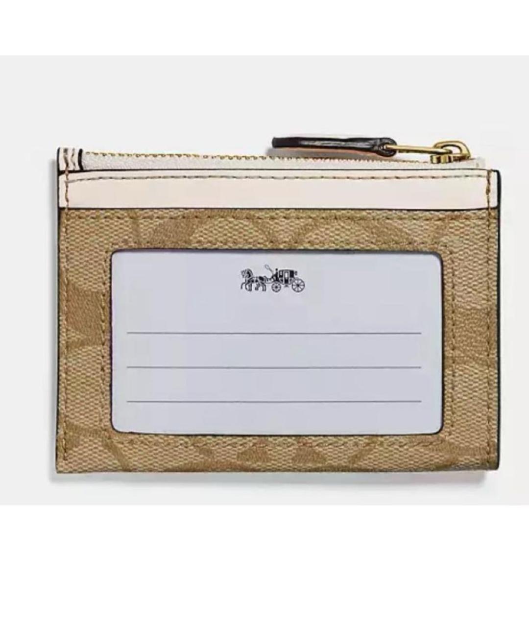 COACH Бежевый кожаный кардхолдер, фото 3