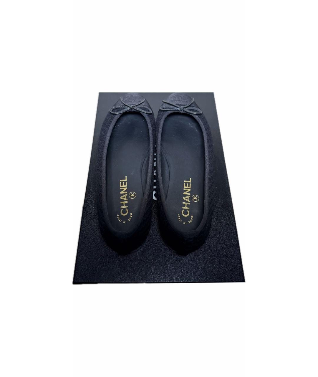 CHANEL Черные текстильные балетки, фото 3