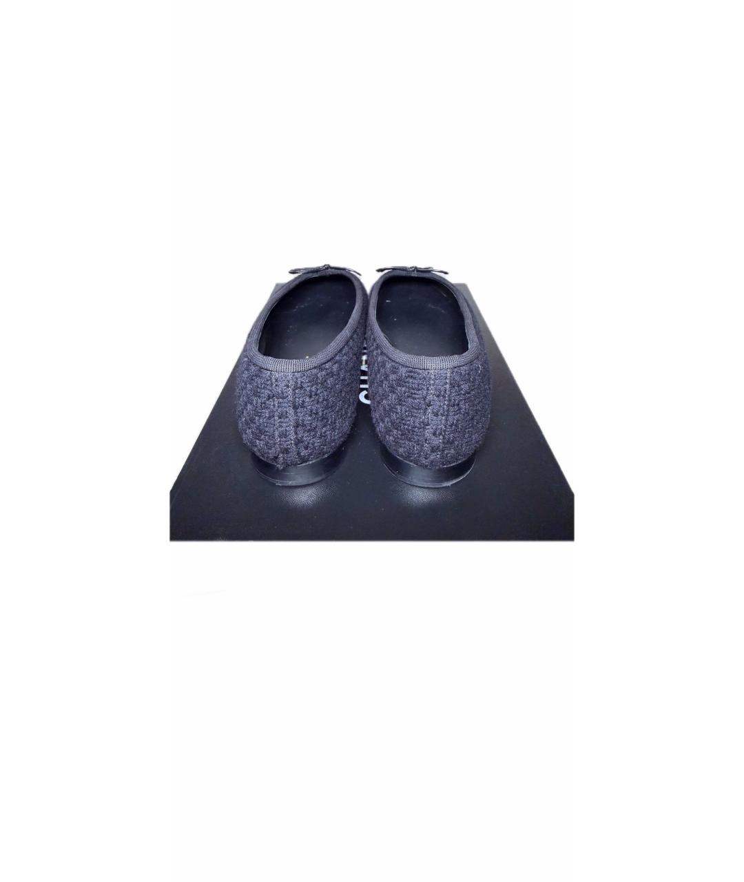 CHANEL Черные текстильные балетки, фото 4